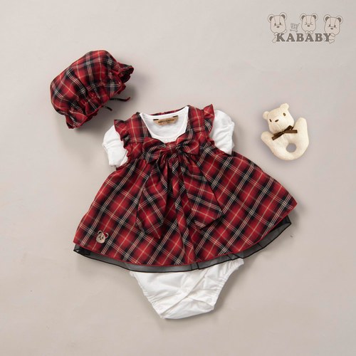 KA春夏彌月禮盒-二件式經典格裙套裝(共二色)