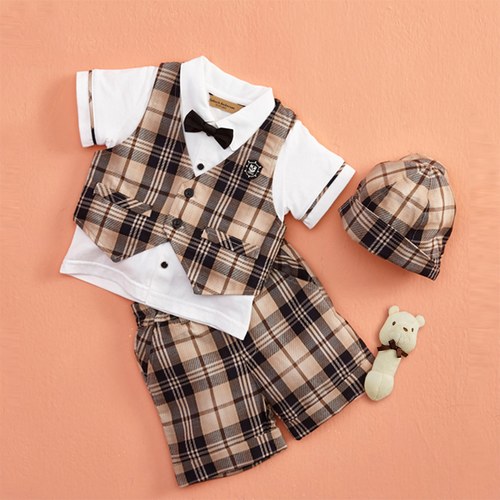 滿月服禮盒春夏款-紳士風套裝+帥氣小領帶