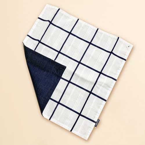 KA大格藍條紋方巾 (白色)