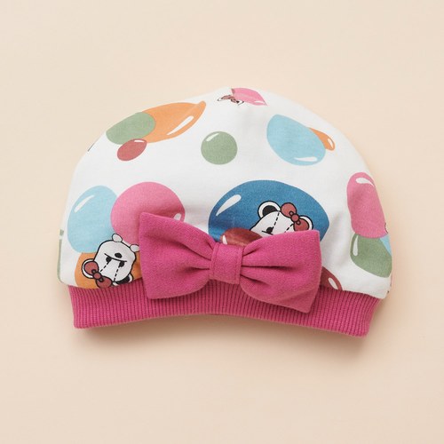 秋冬滿版氣球熊BABY帽(米色)