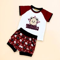 KA休閒STAR熊滿版短褲套裝 (紅色)