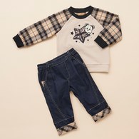 KA經典格紋STAR熊上衣+長褲套裝(共二色)
