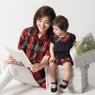 KA氣質紅格上衣+格紋蛋糕裙