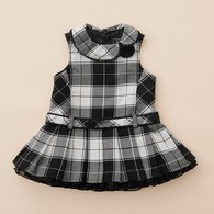 KA黑格紋短澎裙無袖洋裝(黑色)